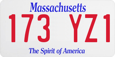 MA license plate 173YZ1