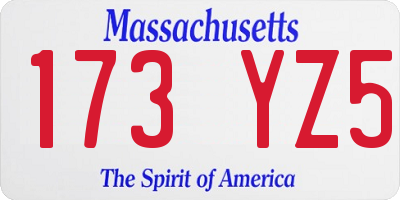 MA license plate 173YZ5