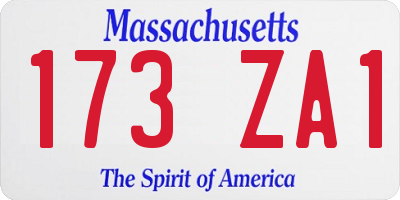 MA license plate 173ZA1