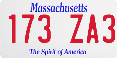 MA license plate 173ZA3