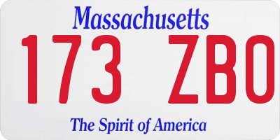 MA license plate 173ZB0