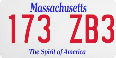 MA license plate 173ZB3