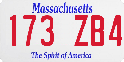 MA license plate 173ZB4