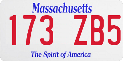 MA license plate 173ZB5