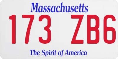 MA license plate 173ZB6