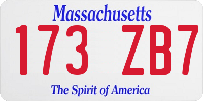 MA license plate 173ZB7