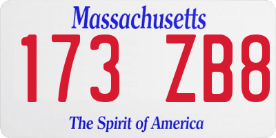 MA license plate 173ZB8