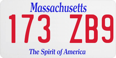 MA license plate 173ZB9