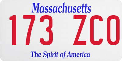 MA license plate 173ZC0