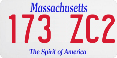 MA license plate 173ZC2