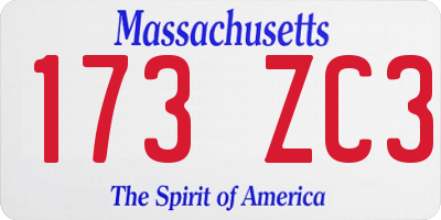 MA license plate 173ZC3