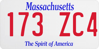 MA license plate 173ZC4