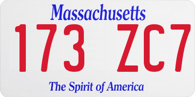 MA license plate 173ZC7