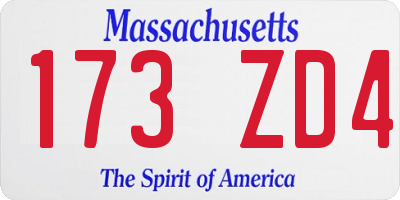 MA license plate 173ZD4