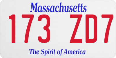 MA license plate 173ZD7