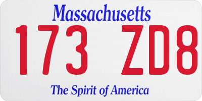 MA license plate 173ZD8