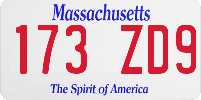 MA license plate 173ZD9