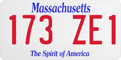 MA license plate 173ZE1