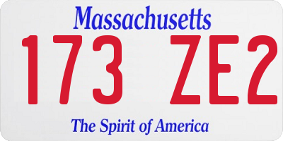 MA license plate 173ZE2