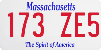 MA license plate 173ZE5