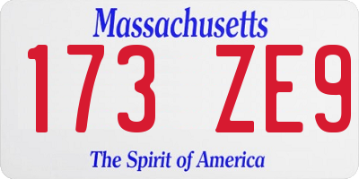 MA license plate 173ZE9