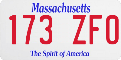 MA license plate 173ZF0
