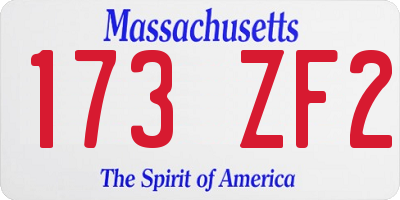 MA license plate 173ZF2