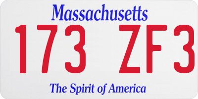 MA license plate 173ZF3