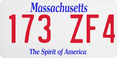 MA license plate 173ZF4