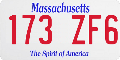 MA license plate 173ZF6