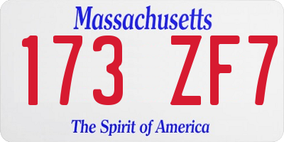 MA license plate 173ZF7