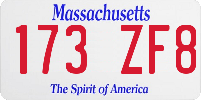 MA license plate 173ZF8