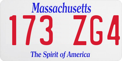 MA license plate 173ZG4