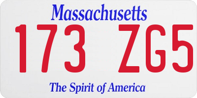 MA license plate 173ZG5
