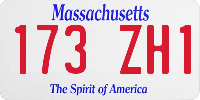 MA license plate 173ZH1