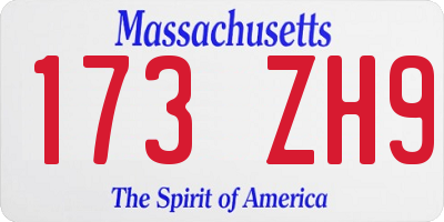 MA license plate 173ZH9