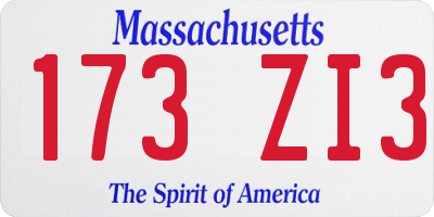 MA license plate 173ZI3