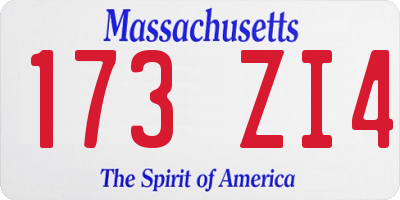 MA license plate 173ZI4