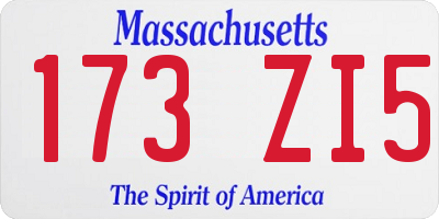 MA license plate 173ZI5