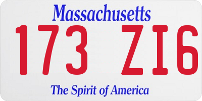 MA license plate 173ZI6