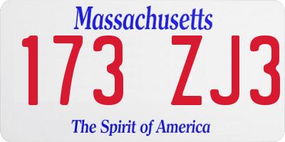MA license plate 173ZJ3