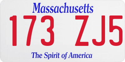 MA license plate 173ZJ5