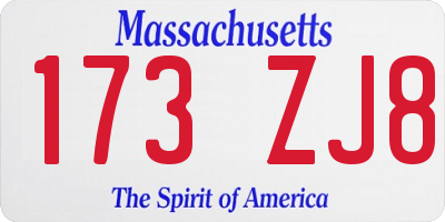 MA license plate 173ZJ8