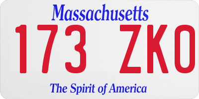 MA license plate 173ZK0