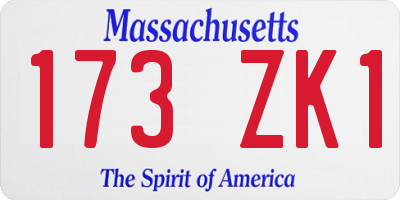 MA license plate 173ZK1