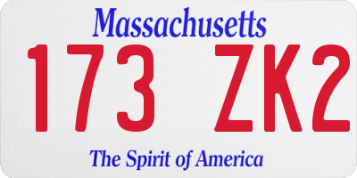 MA license plate 173ZK2