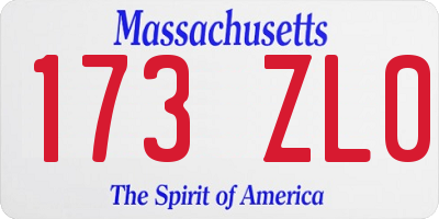 MA license plate 173ZL0