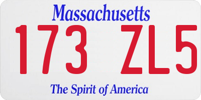MA license plate 173ZL5