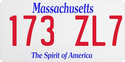 MA license plate 173ZL7