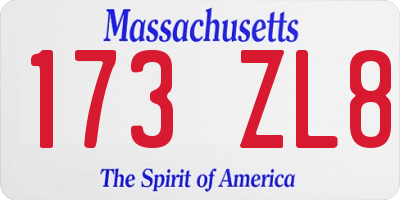 MA license plate 173ZL8